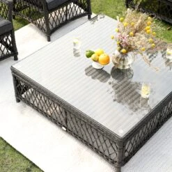 Willowbrook Lattice Weave Rattan 7-Seater Large Sofa Set, Dark Grey -Daals Store OD SF 4980 GREY SET scene9