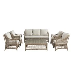 Willowbrook Natural Lattice Weave Rattan 7-Seater Garden Sofa Set - 3-Seater Sofa, 4 Armchairs & Square Coffee Table 10 Willowbrook Natural Lattice Weave Rattan 7-Seater Garden Sofa Set - 3-Seater Sofa, 4 Armchairs & Square Coffee Table -Daals Store OD SF 4985 NAT SET WB2