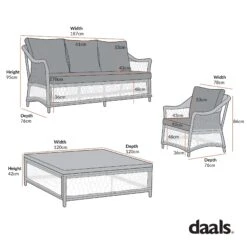 Willowbrook Natural Lattice Weave Rattan 7-Seater Garden Sofa Set - 3-Seater Sofa, 4 Armchairs & Square Coffee Table 11 Willowbrook Natural Lattice Weave Rattan 7-Seater Garden Sofa Set - 3-Seater Sofa, 4 Armchairs & Square Coffee Table -Daals Store OD SF 4985 SET CHART 1
