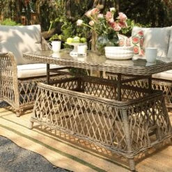 Willowbrook Lattice Weave Rattan 5-Seater Sofa Set With Rising Table, Natural -Daals Store OD SF 5110 NAT SET scene10