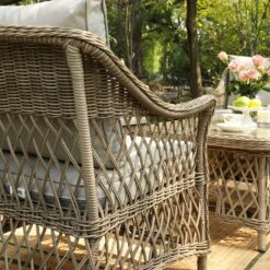Willowbrook Lattice Weave Rattan 5-Seater Sofa Set With Rising Table, Natural -Daals Store OD SF 5110 NAT SET scene14