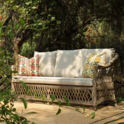 Willowbrook Lattice Weave Rattan 5-Seater Sofa Set With Rising Table, Natural -Daals Store OD SF 5110 NAT SET scene6