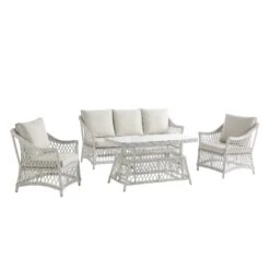 Willowbrook Lattice Weave Rattan 5-Seater Sofa Set With Rising Table, White 36 Willowbrook Lattice Weave Rattan 5-Seater Sofa Set With Rising Table, White -Daals Store OD SF 5110 WHITE SET WB1