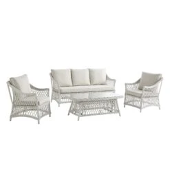 Willowbrook Lattice Weave Rattan 5-Seater Sofa Set With Rising Table, White 39 Willowbrook Lattice Weave Rattan 5-Seater Sofa Set With Rising Table, White -Daals Store OD SF 5110 WHITE SET WB2