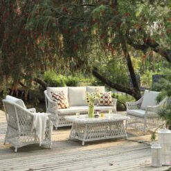 Willowbrook Lattice Weave Rattan 5-Seater Sofa Set With Rising Table, White 21 Willowbrook Lattice Weave Rattan 5-Seater Sofa Set With Rising Table, White -Daals Store OD SF 5110 WHITE SET scene1