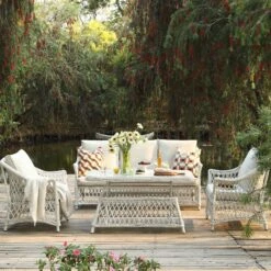 Willowbrook Lattice Weave Rattan 5-Seater Sofa Set With Rising Table, White 22 Willowbrook Lattice Weave Rattan 5-Seater Sofa Set With Rising Table, White -Daals Store OD SF 5110 WHITE SET scene2