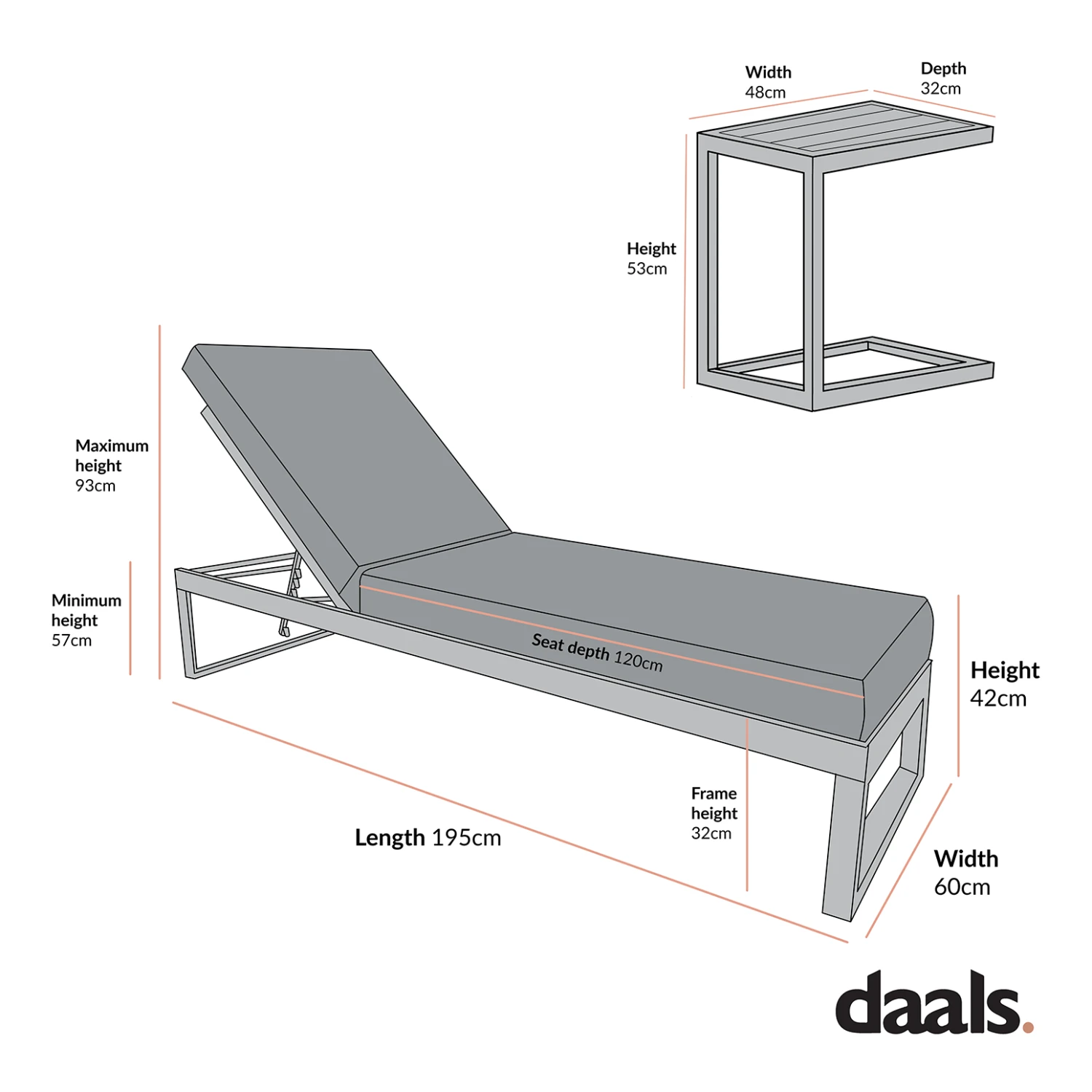 Albany Aluminium Sun Lounger And Side Table Set, Taupe 5 Albany Aluminium Sun Lounger And Side Table Set, Taupe - Image 5