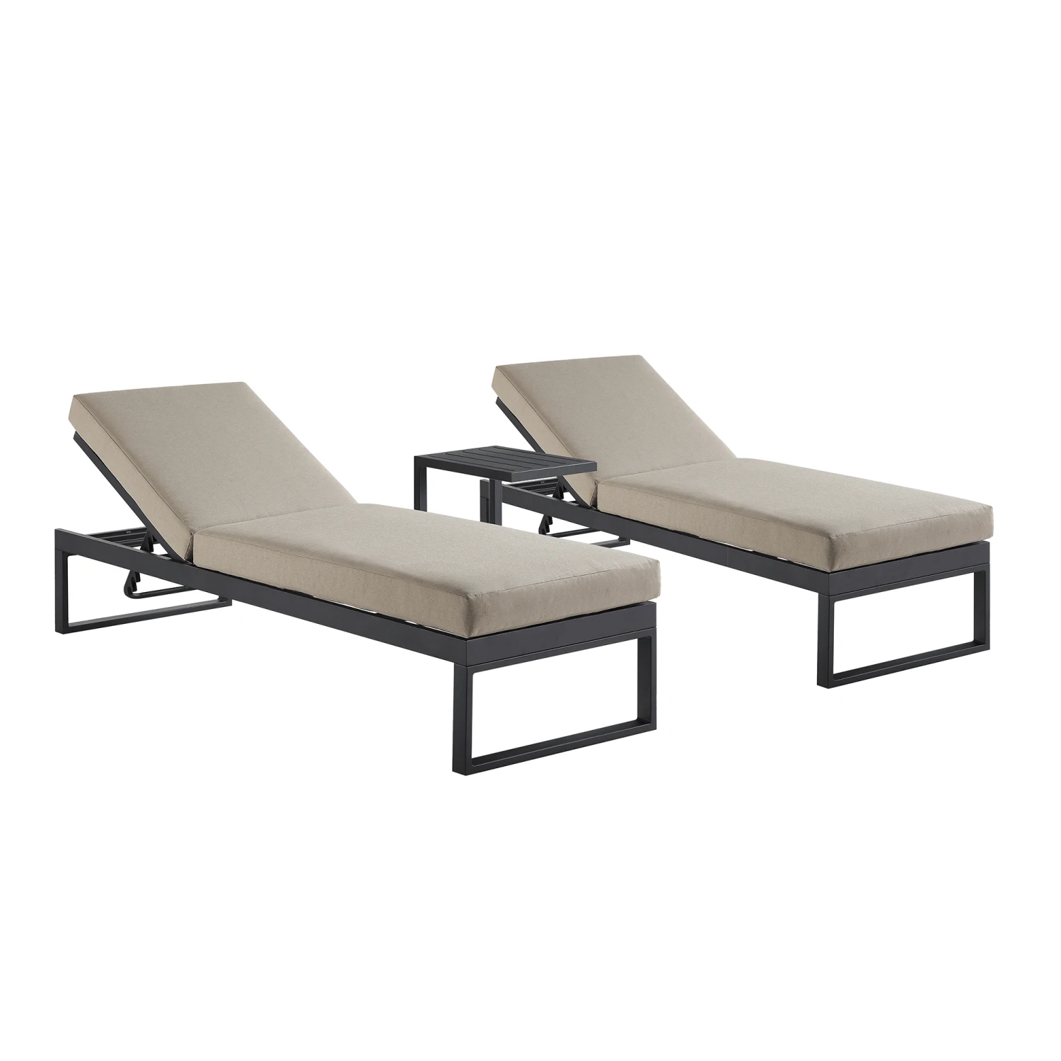Albany Aluminium Sun Lounger And Side Table Set, Taupe 3 Albany Aluminium Sun Lounger And Side Table Set, Taupe - Image 3