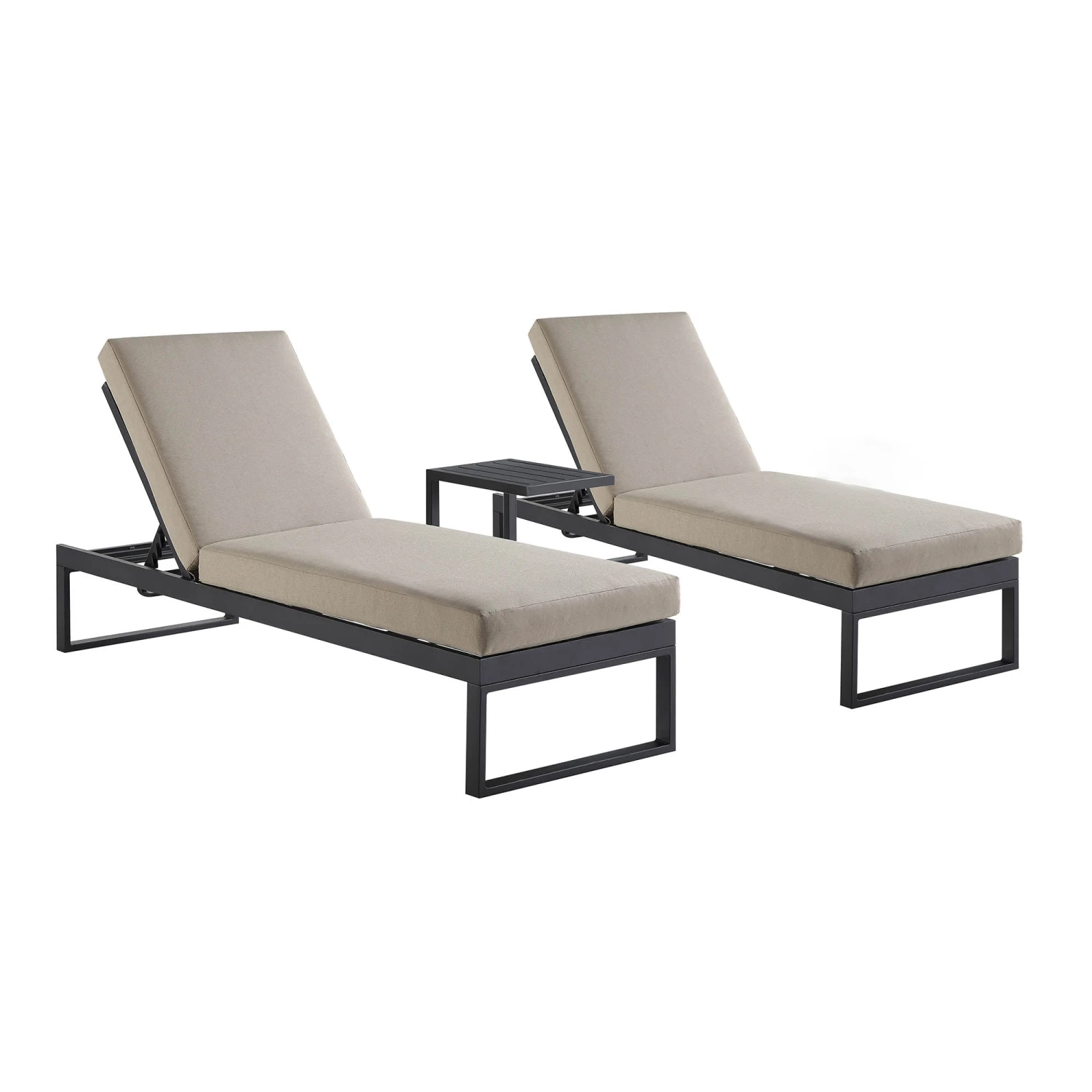 Albany Aluminium Sun Lounger And Side Table Set, Taupe 4 Albany Aluminium Sun Lounger And Side Table Set, Taupe - Image 4