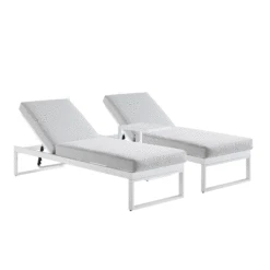 Albany White Aluminium Sun Lounger & Side Table Set with Taupe Cushions - 3-Piece Adjustable Outdoor Furniture 11 Albany White Aluminium Sun Lounger & Side Table Set with Taupe Cushions - 3-Piece Adjustable Outdoor Furniture -Daals Store OD SLG 155 WHITE SET GIF