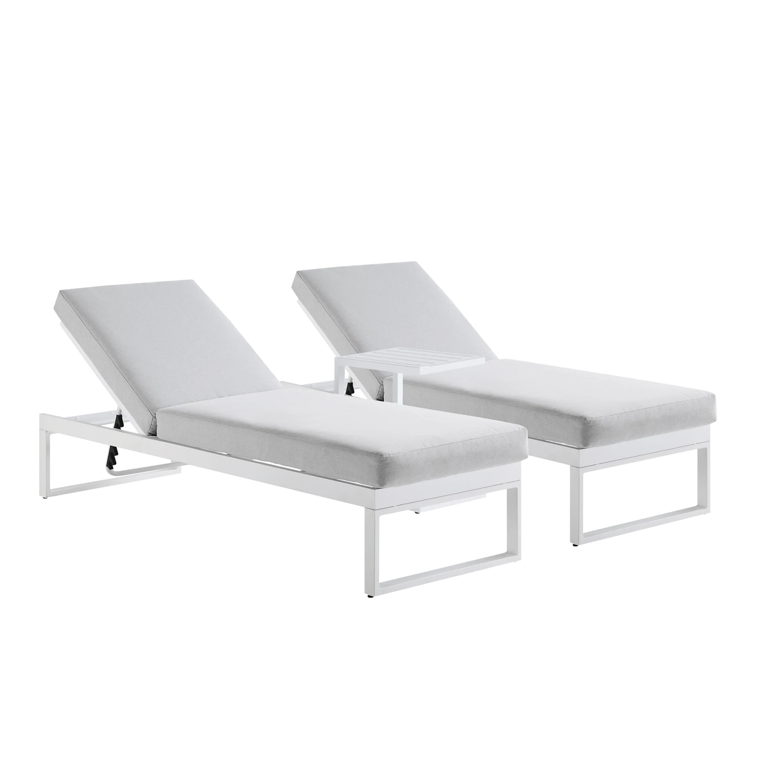 Albany White Aluminium Sun Lounger & Side Table Set with Taupe Cushions - 3-Piece Adjustable Outdoor Furniture 3 Albany White Aluminium Sun Lounger & Side Table Set with Taupe Cushions - 3-Piece Adjustable Outdoor Furniture - Image 3