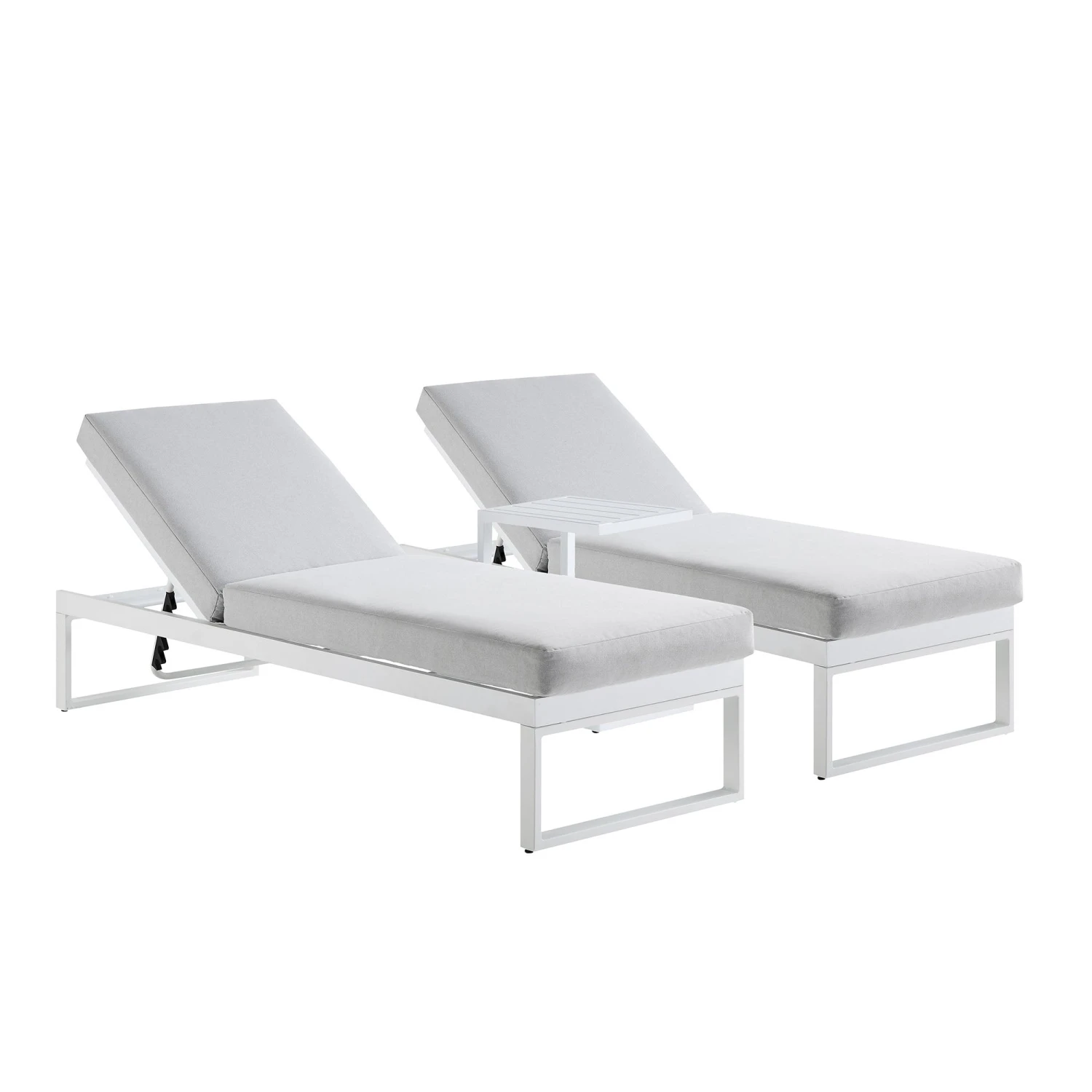Albany White Aluminium Sun Lounger & Side Table Set with Taupe Cushions - 3-Piece Adjustable Outdoor Furniture 4 Albany White Aluminium Sun Lounger & Side Table Set with Taupe Cushions - 3-Piece Adjustable Outdoor Furniture - Image 4