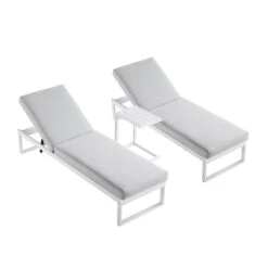 Albany White Aluminium Sun Lounger & Side Table Set with Taupe Cushions - 3-Piece Adjustable Outdoor Furniture 15 Albany White Aluminium Sun Lounger & Side Table Set with Taupe Cushions - 3-Piece Adjustable Outdoor Furniture -Daals Store OD SLG 155 WHITE SET WB3
