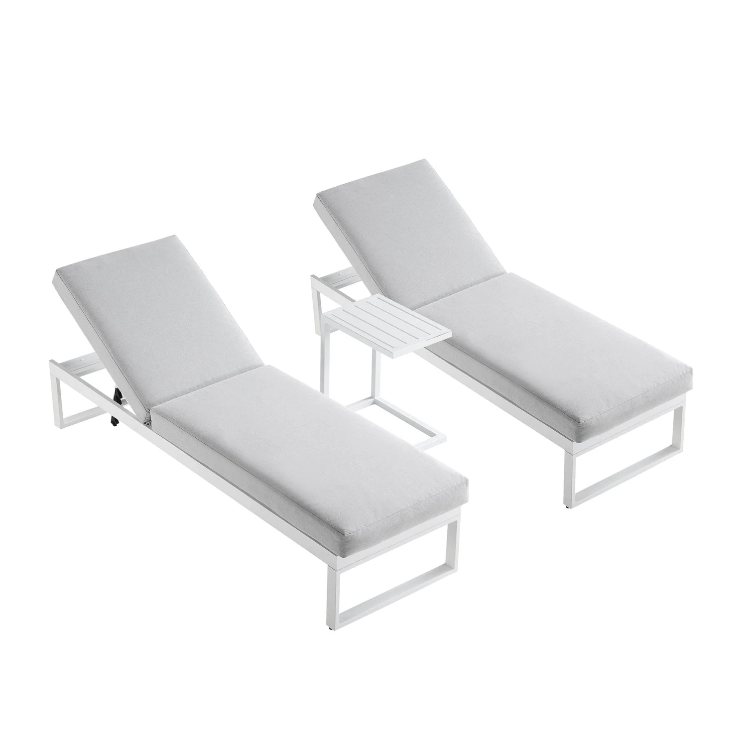 Albany White Aluminium Sun Lounger & Side Table Set with Taupe Cushions - 3-Piece Adjustable Outdoor Furniture 7 Albany White Aluminium Sun Lounger & Side Table Set with Taupe Cushions - 3-Piece Adjustable Outdoor Furniture - Image 7