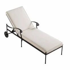 Haymes Antique Scrolled Metal Sun Lounger with Wheels β Beige Cushioned Garden Recliner 16 Haymes Antique Scrolled Metal Sun Lounger with Wheels β Beige Cushioned Garden Recliner -Daals Store OD SLG 161 BEIGE WB2