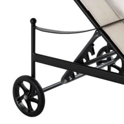 Haymes Antique Scrolled Metal Sun Lounger with Wheels β Beige Cushioned Garden Recliner 23 Haymes Antique Scrolled Metal Sun Lounger with Wheels β Beige Cushioned Garden Recliner -Daals Store OD SLG 161 BEIGE detail4