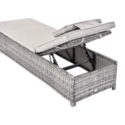 Hampshire Round Wicker Rattan Sun Lounger Set With Side Table, Light Grey 14 Hampshire Round Wicker Rattan Sun Lounger Set With Side Table, Light Grey -Daals Store OD SLG 580 LGREY SET detail2