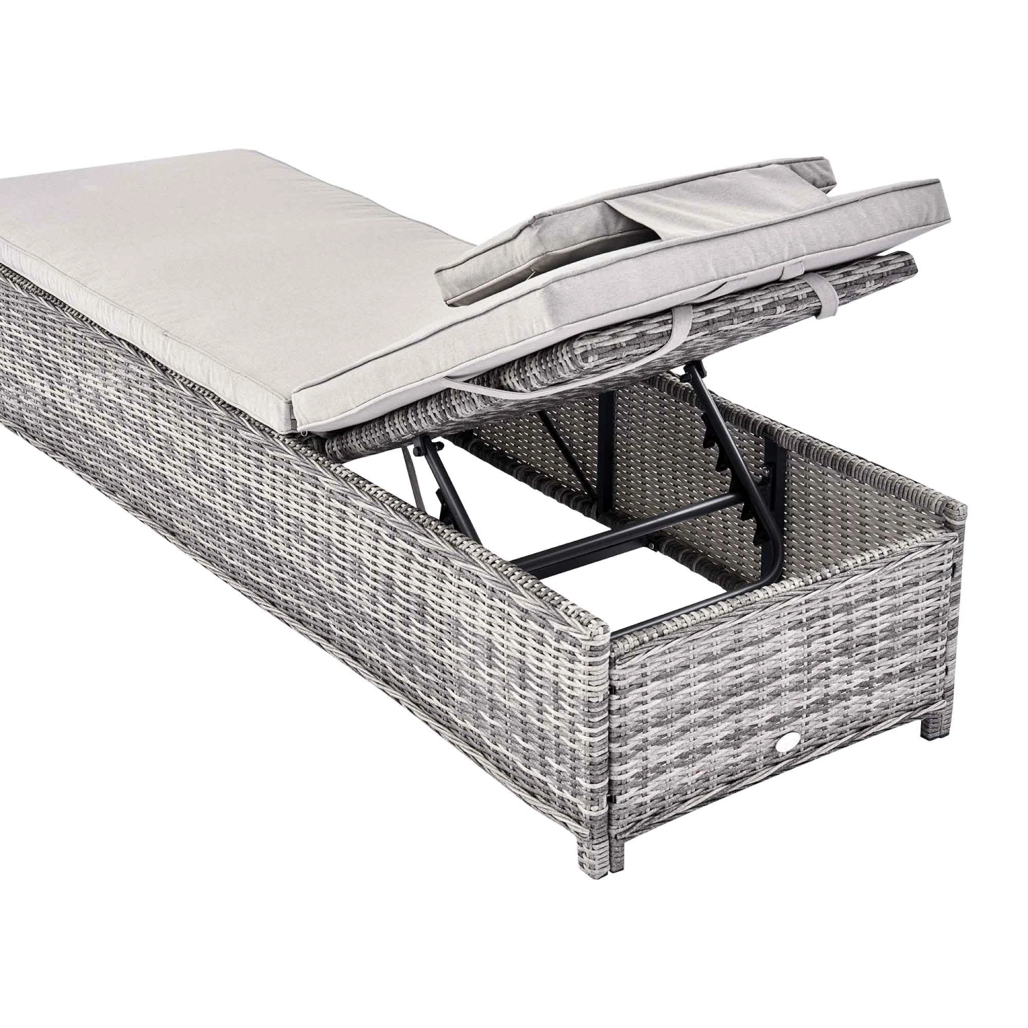 Hampshire Round Wicker Rattan Sun Lounger Set With Side Table, Light Grey 7 Hampshire Round Wicker Rattan Sun Lounger Set With Side Table, Light Grey - Image 7