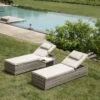 Hampshire Round Wicker Rattan Sun Lounger Set With Side Table, Light Grey 38 Hampshire Round Wicker Rattan Sun Lounger Set With Side Table, Light Grey -Daals Store OD SLG 580 LGREY SET main