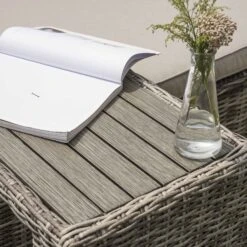 Hampshire Round Wicker Rattan Sun Lounger Set With Side Table, Light Grey 10 Hampshire Round Wicker Rattan Sun Lounger Set With Side Table, Light Grey -Daals Store OD SLG 580 LGREY SET scene2