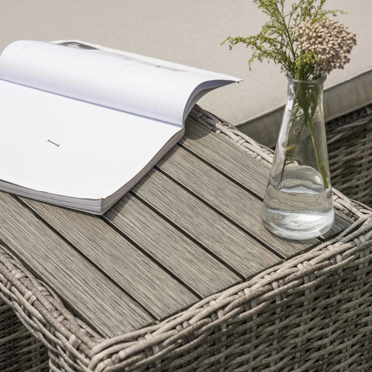 Hampshire Round Wicker Rattan Sun Lounger Set With Side Table, Light Grey 3 Hampshire Round Wicker Rattan Sun Lounger Set With Side Table, Light Grey - Image 3