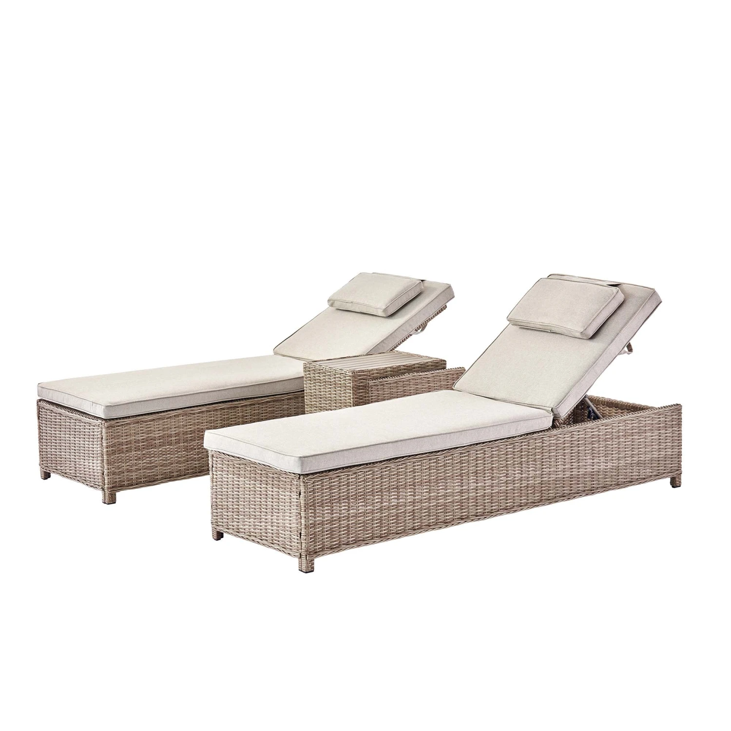 Hampshire Round Wicker Rattan Sun Lounger Set With Side Table, Natural 5 Hampshire Round Wicker Rattan Sun Lounger Set With Side Table, Natural - Image 5