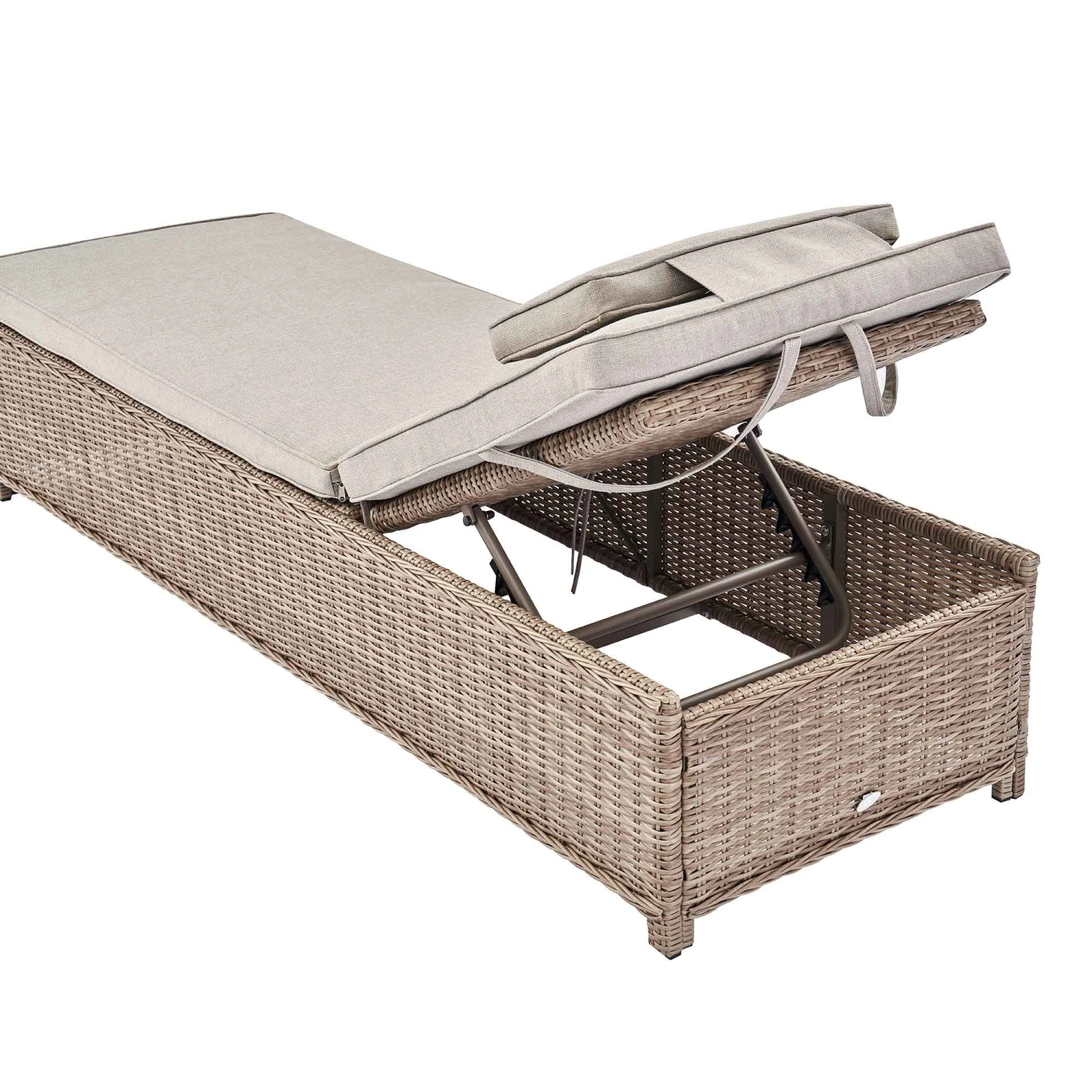 Hampshire Round Wicker Rattan Sun Lounger Set With Side Table, Natural 9 Hampshire Round Wicker Rattan Sun Lounger Set With Side Table, Natural - Image 9