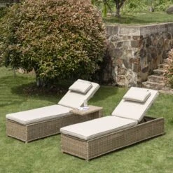 Hampshire Round Wicker Rattan Sun Lounger Set With Side Table, Natural 11 Hampshire Round Wicker Rattan Sun Lounger Set With Side Table, Natural -Daals Store OD SLG 580 NAT SET scene1