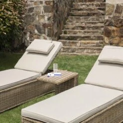 Hampshire Round Wicker Rattan Sun Lounger Set With Side Table, Natural 12 Hampshire Round Wicker Rattan Sun Lounger Set With Side Table, Natural -Daals Store OD SLG 580 NAT SET scene2