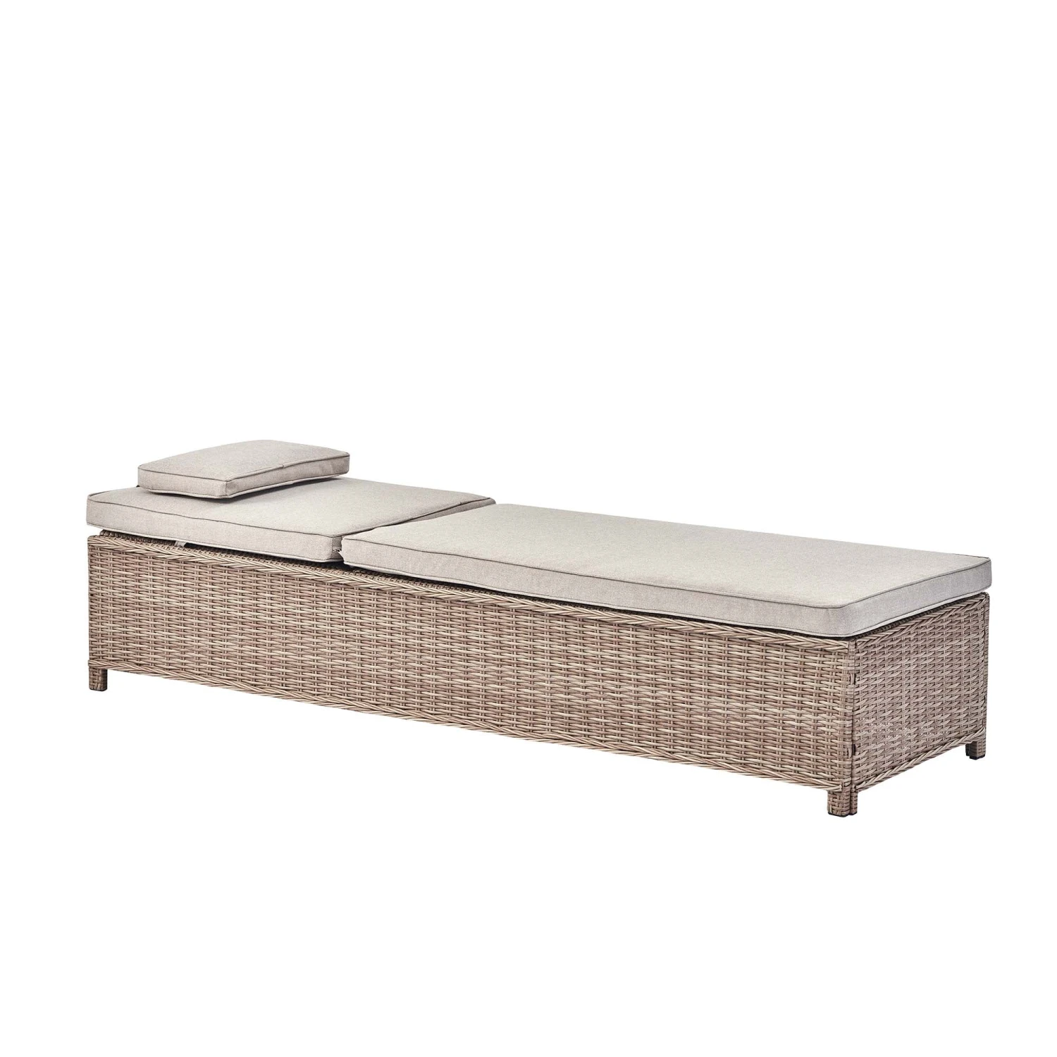 Hampshire Natural Round Wicker Rattan Sun Lounger with Grey Cushion - 5-Position Reclining Garden Daybed 7 Hampshire Natural Round Wicker Rattan Sun Lounger with Grey Cushion - 5-Position Reclining Garden Daybed - Image 7