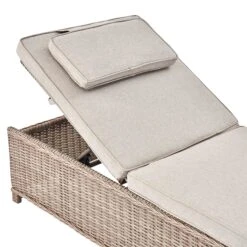 Hampshire Natural Round Wicker Rattan Sun Lounger with Grey Cushion - 5-Position Reclining Garden Daybed 20 Hampshire Natural Round Wicker Rattan Sun Lounger with Grey Cushion - 5-Position Reclining Garden Daybed -Daals Store OD SLG 580 NAT detail1