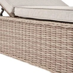 Hampshire Natural Round Wicker Rattan Sun Lounger with Grey Cushion - 5-Position Reclining Garden Daybed 21 Hampshire Natural Round Wicker Rattan Sun Lounger with Grey Cushion - 5-Position Reclining Garden Daybed -Daals Store OD SLG 580 NAT detail2