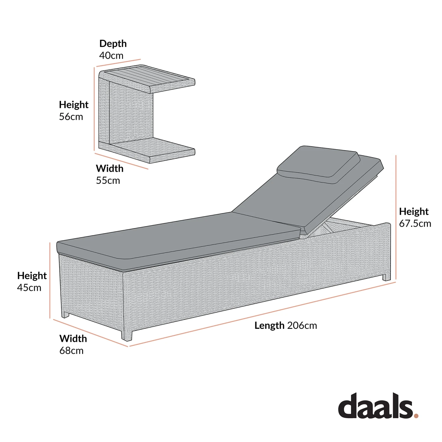 Hampshire Round Wicker Rattan Sun Lounger Set With Side Table, Natural 6 Hampshire Round Wicker Rattan Sun Lounger Set With Side Table, Natural - Image 6