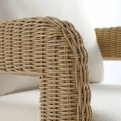 Stanford Round Wicker Outdoor Dining Chair Set, Natural -Daals Store OD STAN1 NAT BEIGE A detail1