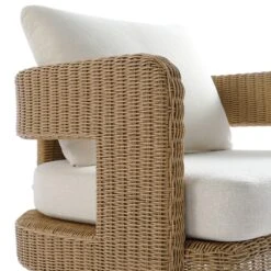 Stanford Natural with Beige Cushions – Round Wicker All-Weather Outdoor Armchair Set -Daals Store OD STAN1 NAT BEIGE D detail2