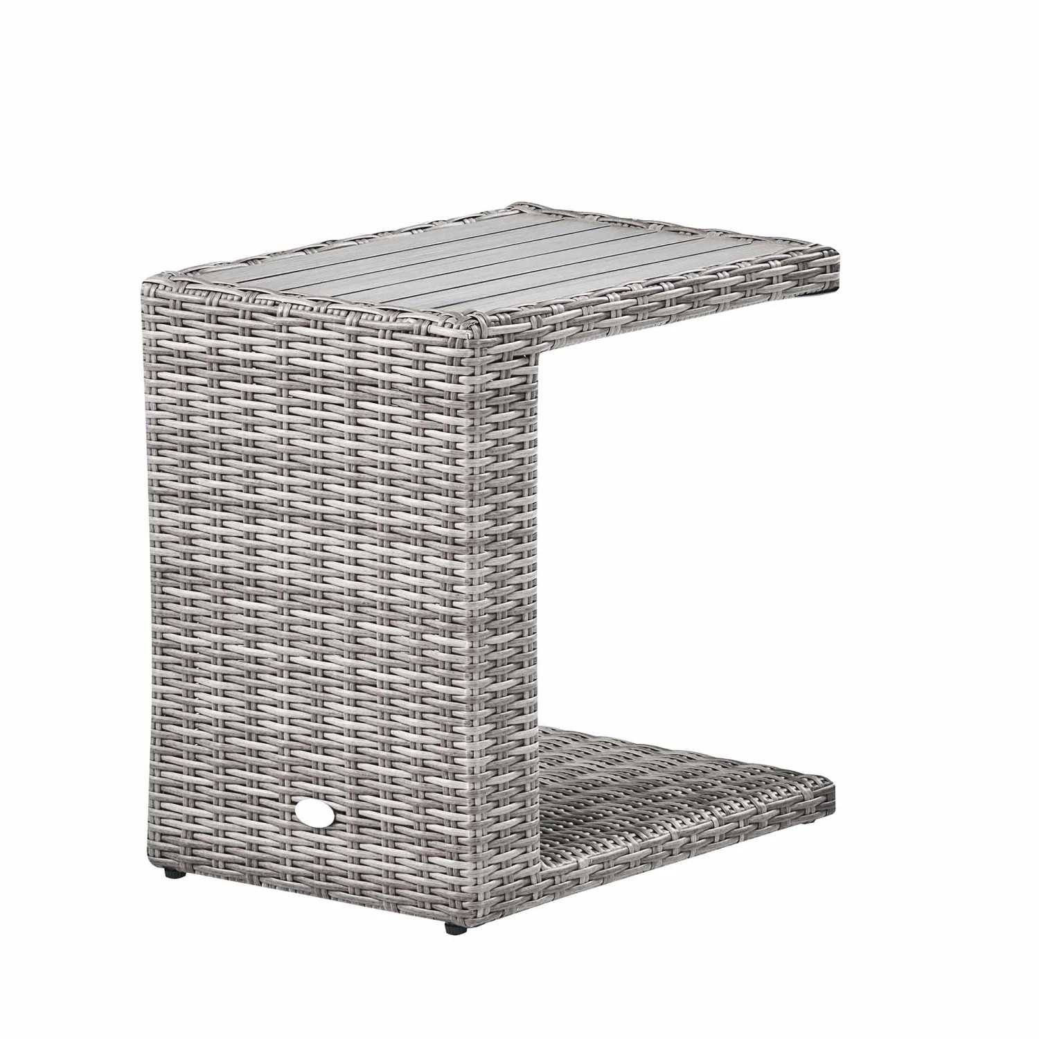 Hampshire Round Wicker Rattan Side Table, Light Grey 1 Hampshire Round Wicker Rattan Side Table, Light Grey