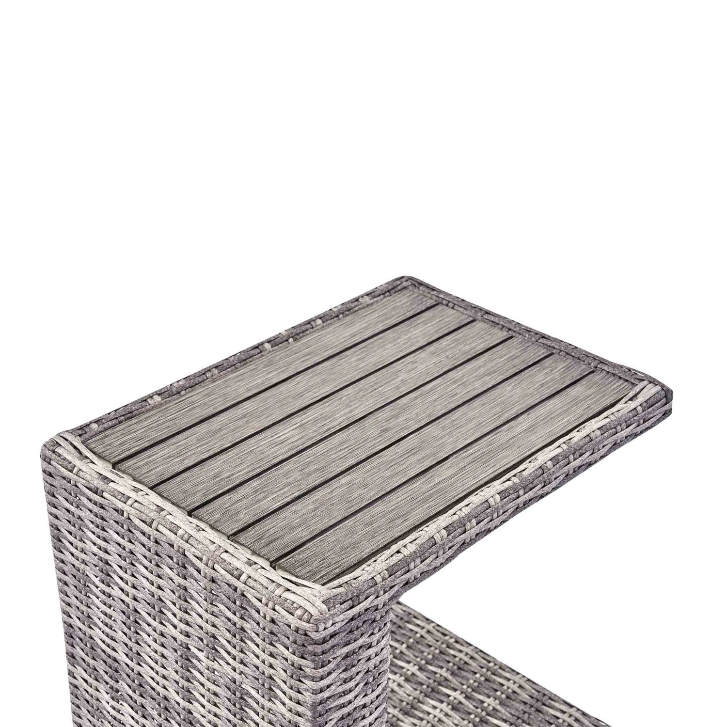 Hampshire Round Wicker Rattan Side Table, Light Grey 5 Hampshire Round Wicker Rattan Side Table, Light Grey - Image 5
