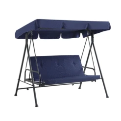 Champneys Blue Striped Reclining 3-Seater Garden Swing Seat β Reversible Cushions with Sun-Bed Mode 15 Champneys Blue Striped Reclining 3-Seater Garden Swing Seat β Reversible Cushions with Sun-Bed Mode -Daals Store OD SWG 057 BLUE GIF