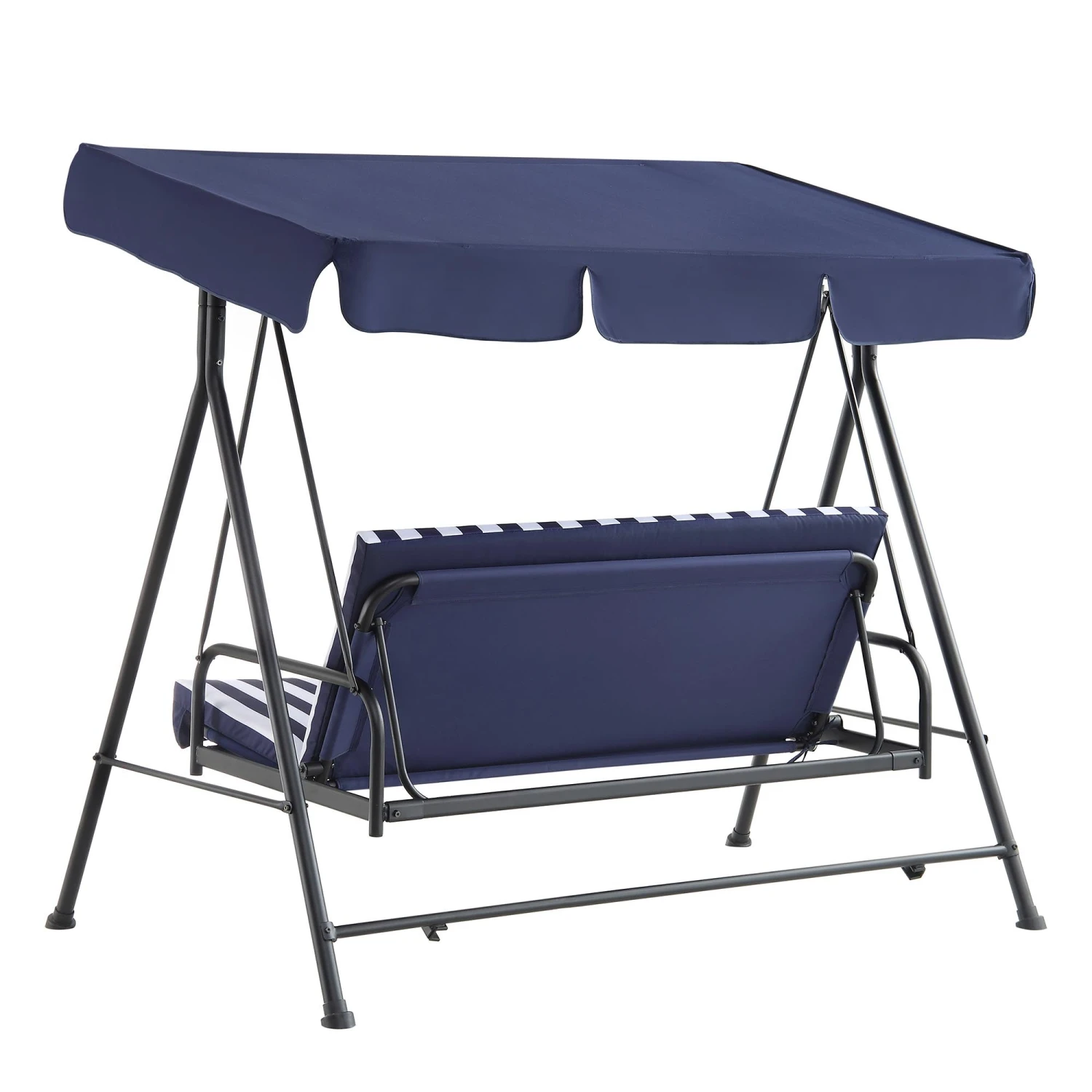 Champneys Blue Striped Reclining 3-Seater Garden Swing Seat β Reversible Cushions with Sun-Bed Mode 9 Champneys Blue Striped Reclining 3-Seater Garden Swing Seat β Reversible Cushions with Sun-Bed Mode - Image 9