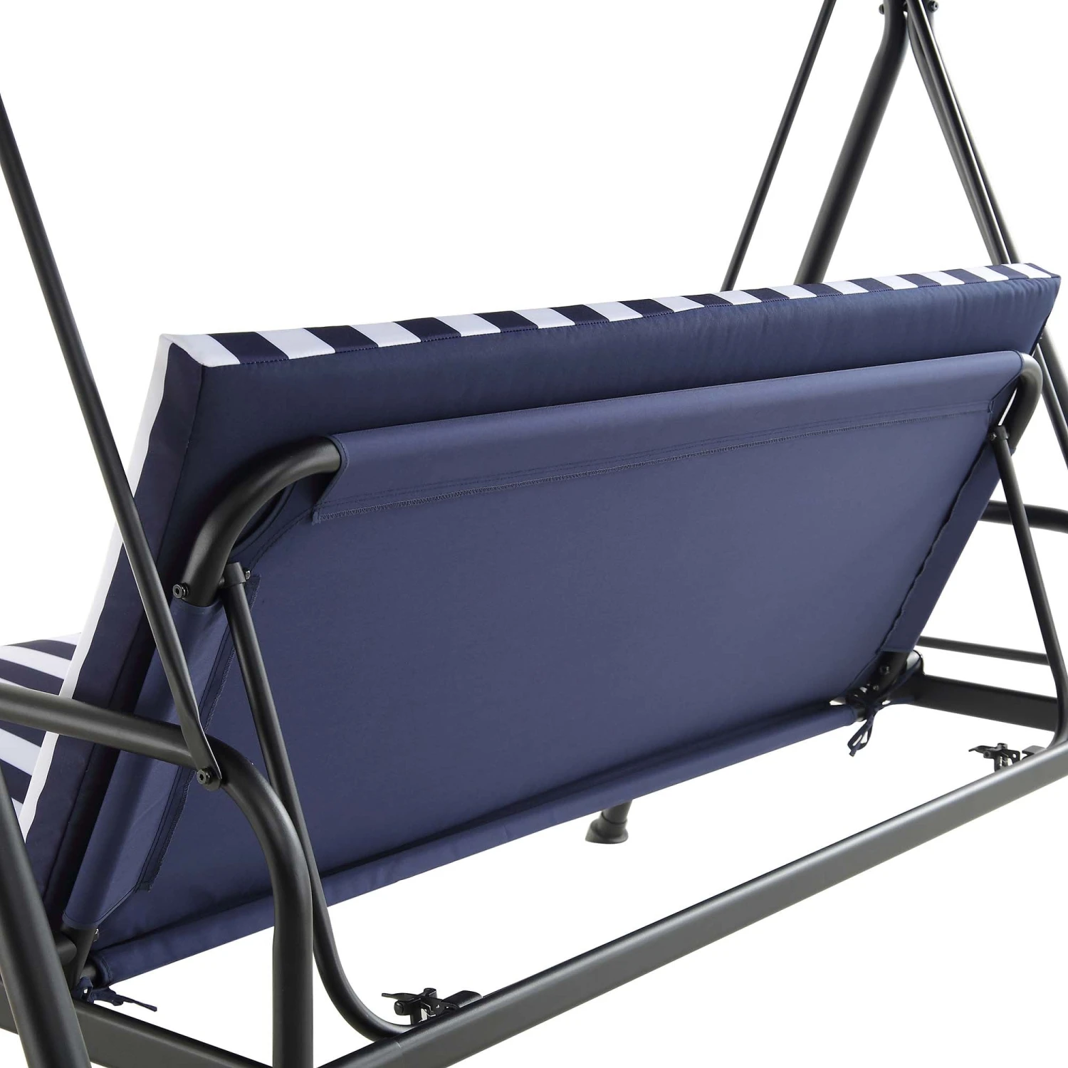 Champneys Blue Striped Reclining 3-Seater Garden Swing Seat β Reversible Cushions with Sun-Bed Mode 11 Champneys Blue Striped Reclining 3-Seater Garden Swing Seat β Reversible Cushions with Sun-Bed Mode - Image 11