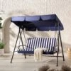 Champneys Outdoor Reclining Swing With Canopy, Blue Striped -Daals Store OD SWG 057 BLUE main