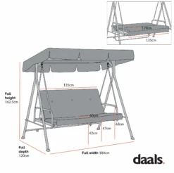 Champneys Outdoor Reclining Swing With Canopy, Sage Green Striped 19 Champneys Outdoor Reclining Swing With Canopy, Sage Green Striped -Daals Store OD SWG 057 CHART 2