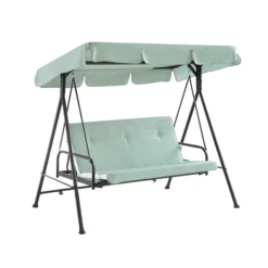 Champneys Outdoor Reclining Swing With Canopy, Sage Green Striped 17 Champneys Outdoor Reclining Swing With Canopy, Sage Green Striped -Daals Store OD SWG 057 GREEN GIF