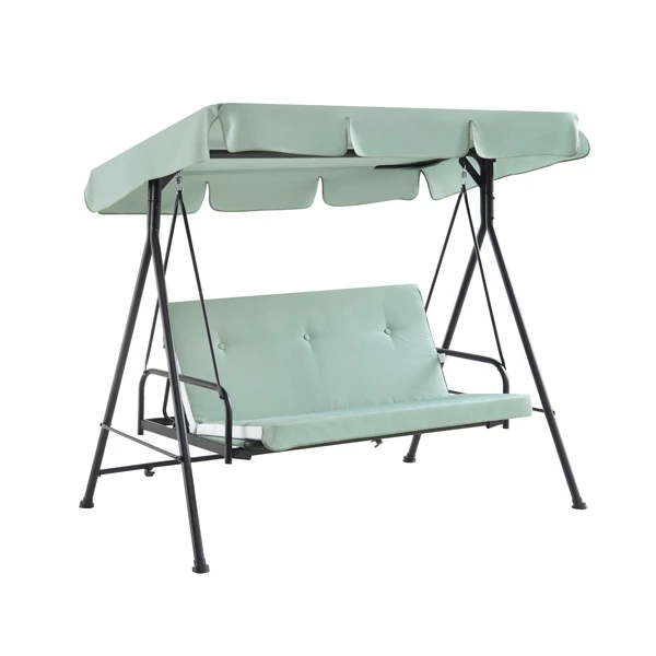 Champneys Outdoor Reclining Swing With Canopy, Sage Green Striped 5 Champneys Outdoor Reclining Swing With Canopy, Sage Green Striped - Image 5