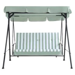 Champneys Outdoor Reclining Swing With Canopy, Sage Green Striped 18 Champneys Outdoor Reclining Swing With Canopy, Sage Green Striped -Daals Store OD SWG 057 SAGE WB1