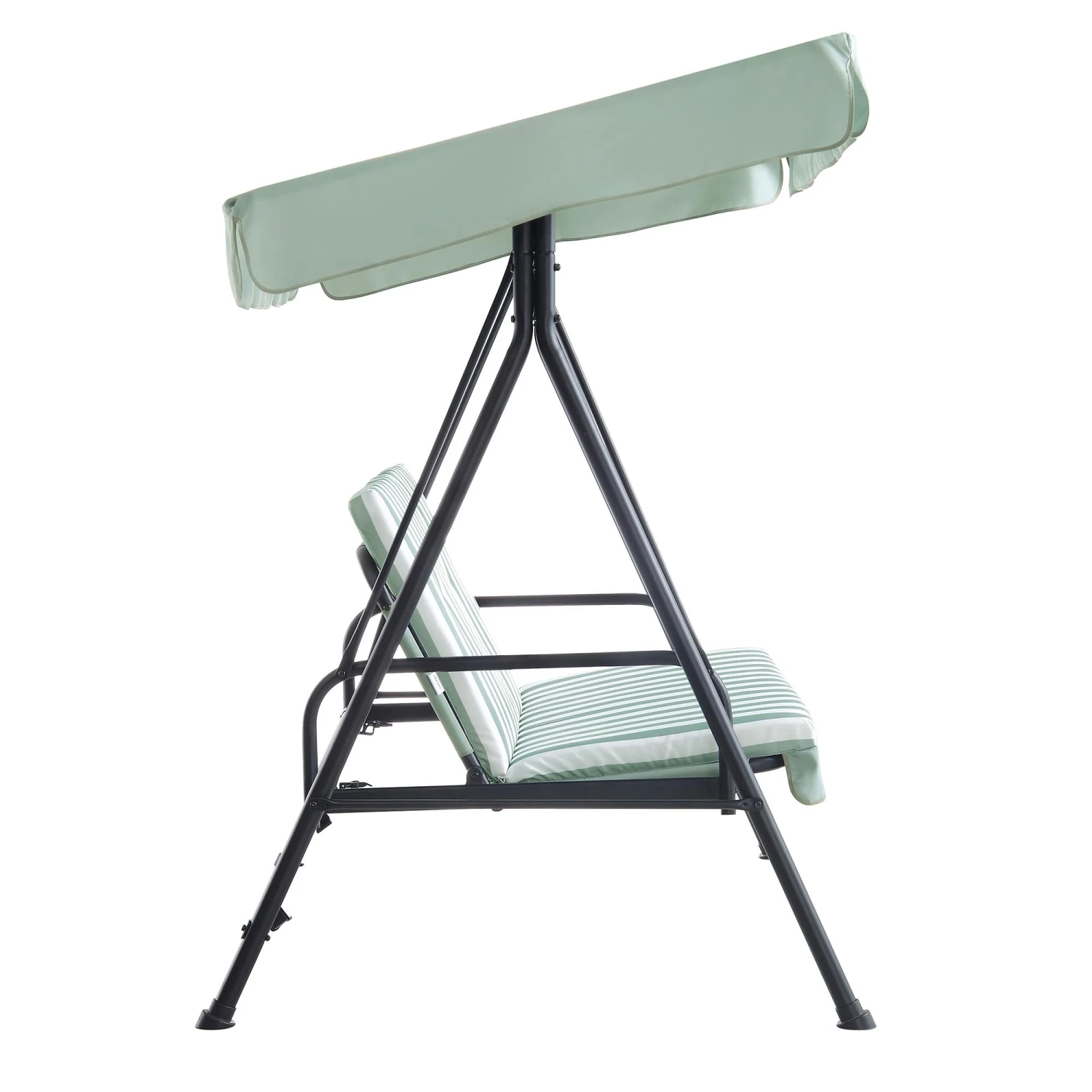 Champneys Outdoor Reclining Swing With Canopy, Sage Green Striped 8 Champneys Outdoor Reclining Swing With Canopy, Sage Green Striped - Image 8