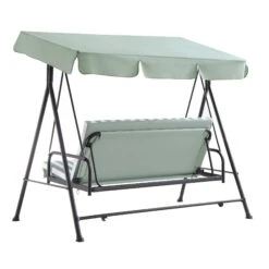 Champneys Outdoor Reclining Swing With Canopy, Sage Green Striped 21 Champneys Outdoor Reclining Swing With Canopy, Sage Green Striped -Daals Store OD SWG 057 SAGE WB3
