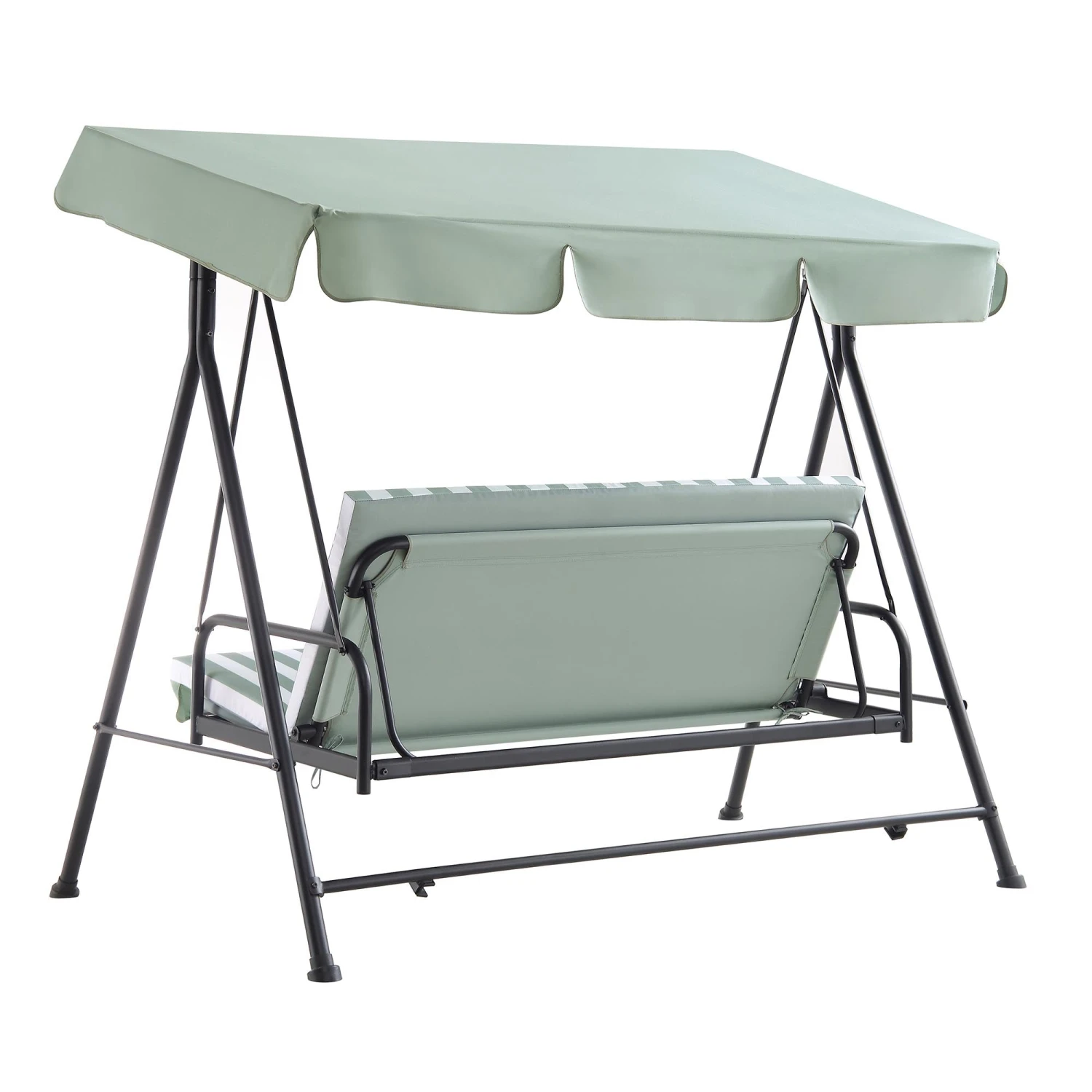 Champneys Outdoor Reclining Swing With Canopy, Sage Green Striped 9 Champneys Outdoor Reclining Swing With Canopy, Sage Green Striped - Image 9