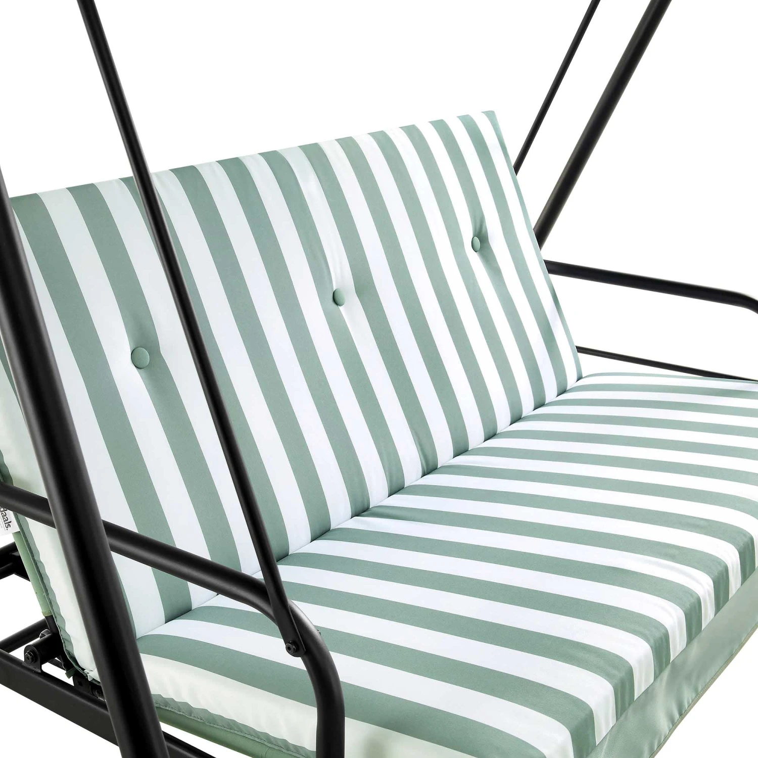 Champneys Outdoor Reclining Swing With Canopy, Sage Green Striped 11 Champneys Outdoor Reclining Swing With Canopy, Sage Green Striped - Image 11