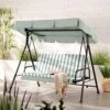 Champneys Outdoor Reclining Swing With Canopy, Sage Green Striped 34 Champneys Outdoor Reclining Swing With Canopy, Sage Green Striped -Daals Store OD SWG 057 SAGE main